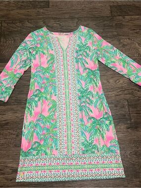 Lilly Pulitzer Pink & Green Palm-Print Shift Dress